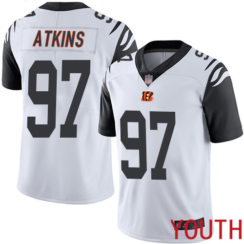 Cincinnati Bengals Limited White Youth Geno Atkins Jersey NFL Footballl 97 Rush Vapor Untouchable